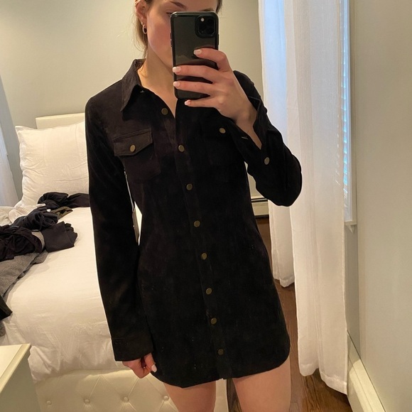 Corduroy Button Collar Dress - Picture 1 of 7